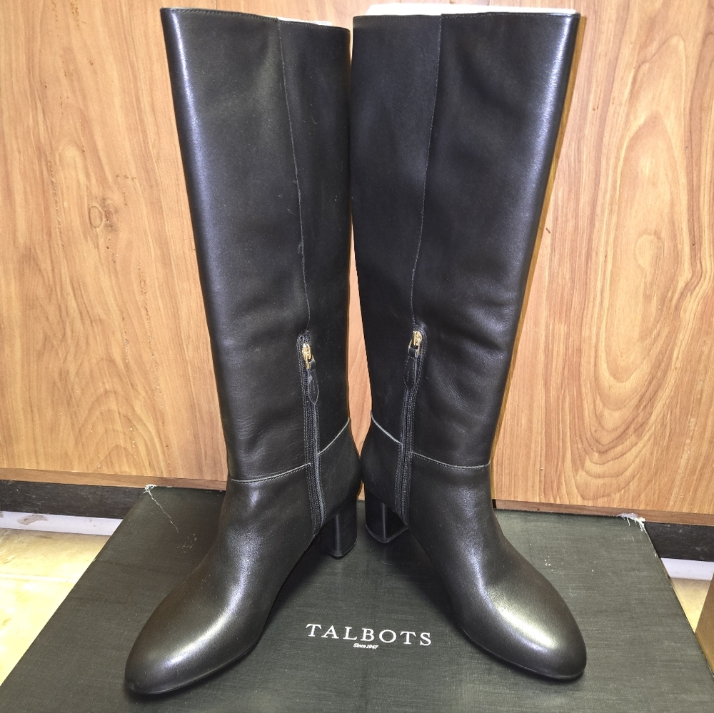 Talbots NWT Women's Tall Black Prada Leather Boots